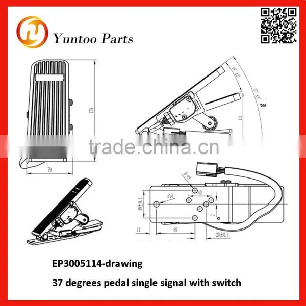 37 degrees pedal single signal with switch Floor Mounted APS Accelerator Pedal Sensor