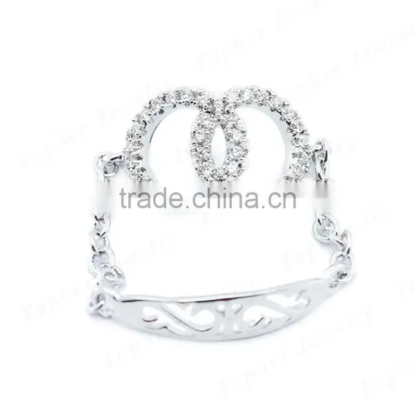 Rhodium Plating Gemstone Chain Ring in 925 Silver photo-2