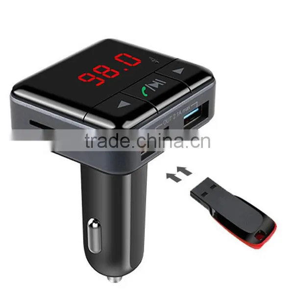 BC12 Dual USB Car Charger Bluetooth FM Transmitter Kit With APP Function, Support LCD Display / TF Card Music Play / Hands-free