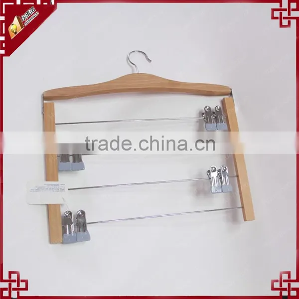 Space-saving 4 Tiers Metal Clips Wooden Skirt Hanger WK5398B photo-6
