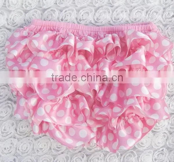 Boutique Newborn Toddlers Underwear Baby Lace Bloomer Satin Ruffle Pants Diaper Cover With Bow photo-2