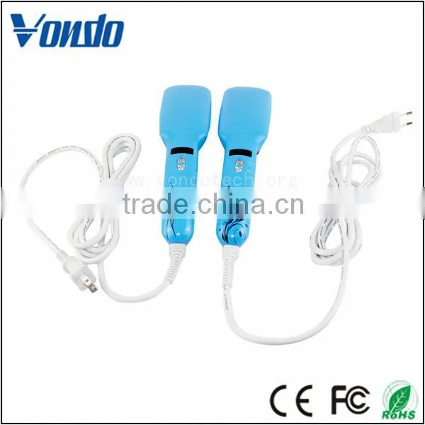 Customized Logo 2 IN 1 Electric Brush Hair Straightener Blue photo-2