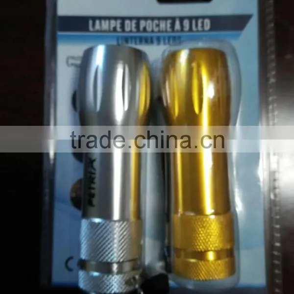3AAA Battery 9 LED Torch Flashlight Double Blister Card Package Flashlight photo-2