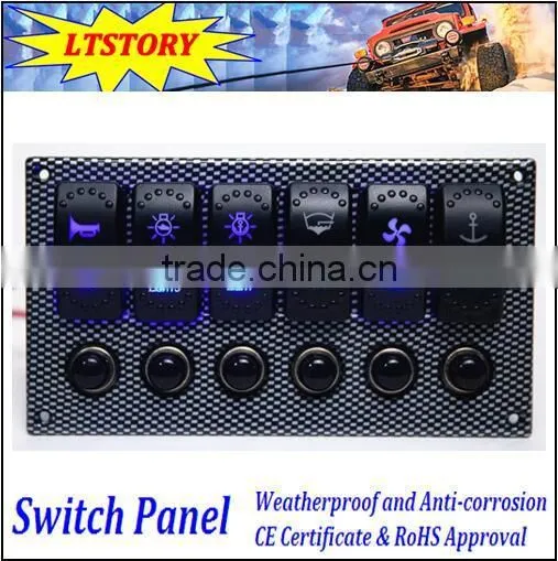 6 Gang Thermals Overload Protector Rocker Switch Panel photo-2