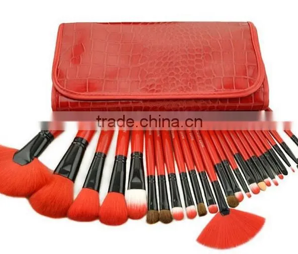 Popular Hot Selling 24 in 1 Make-Up Brush Set Red High Quality Comestic Brush With CROCO Bag For Brushes photo-2