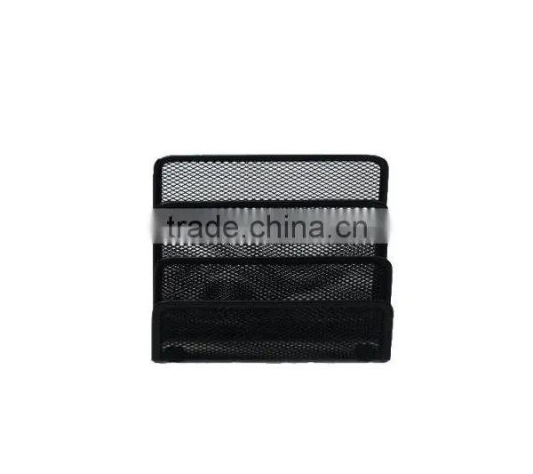 3 Divided Metal Mesh Desktop Paper And Letter Holder photo-3