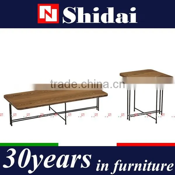 Iron Plate Legs Wooden Round Coffee Table Modern TA112 photo-4