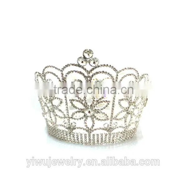 Fashion Crystal Silver Plated Full Round Princess Crown for Girls photo-4