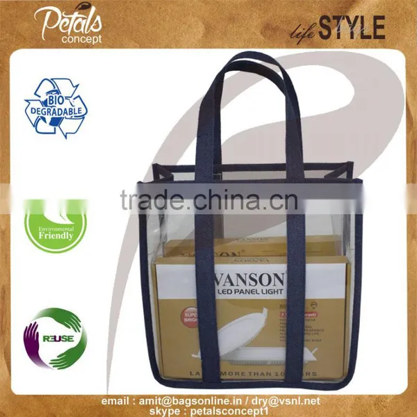 Hi Quality PVC See Through Totes With Jute Side Trimming & Handle - for Promotion photo-5