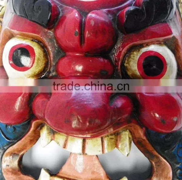 Hand Crafted Wooden Mask of Bhairab Mahakal Wall Hanging Made In Nepal photo-2