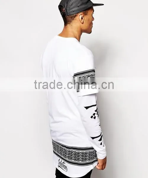 Lastest Men's Long 100% Cotton Screen Printing Oversized T Shirt photo-4