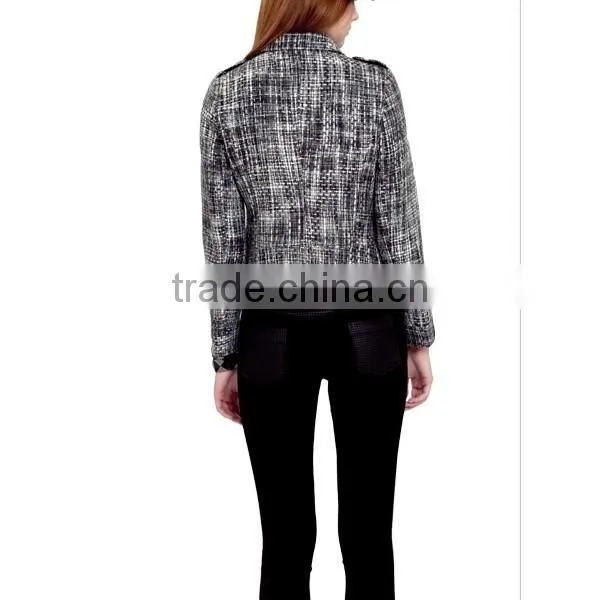 Latest Design Lapel Collar Front Zipper Open Long Sleeve Lady/woman Fashion Jacket&blazer photo-4