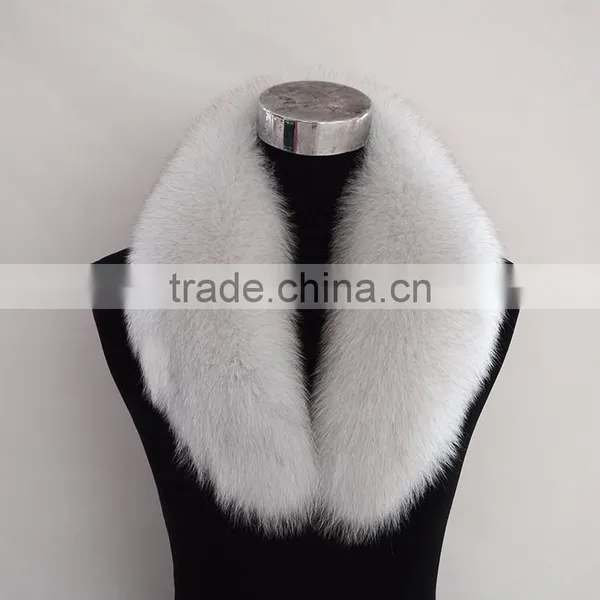 Myfur Royal Blue Dyed Fox Body Fur Lady Coat Trimmed Fur Collar photo-6