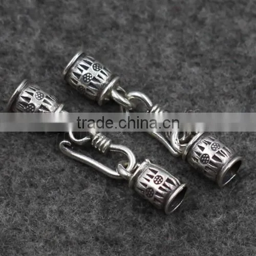 New Thailand Sterling Silver Hook and Eye Clasp End Cap With Hole 5mm photo-2