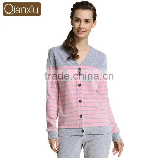 Logo Printed Dissimilarity Qianxiu Cozy Winter Cotton Lady Sleepwear