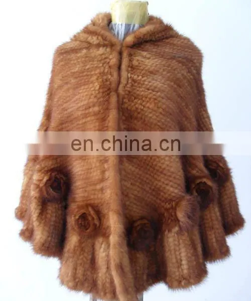 China supplier natural mink fur poncho