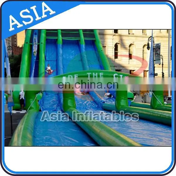 Long Crazy Three Lane Slide The City ,Funny Inflatable Slip N Slide With Pool photo-3