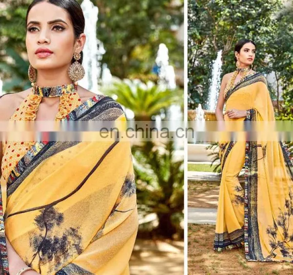 Designer Printed Georgette Saree. photo-2