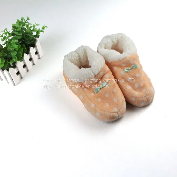 New Polka Dot Flannel Indoor High-top Ladies Slippers Printed Loafers Floor Slippers