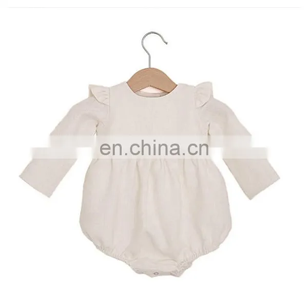 Infants & Toddler Clothes Full Sleeve Ruffle Princess Baby Girls Linen Romper photo-3