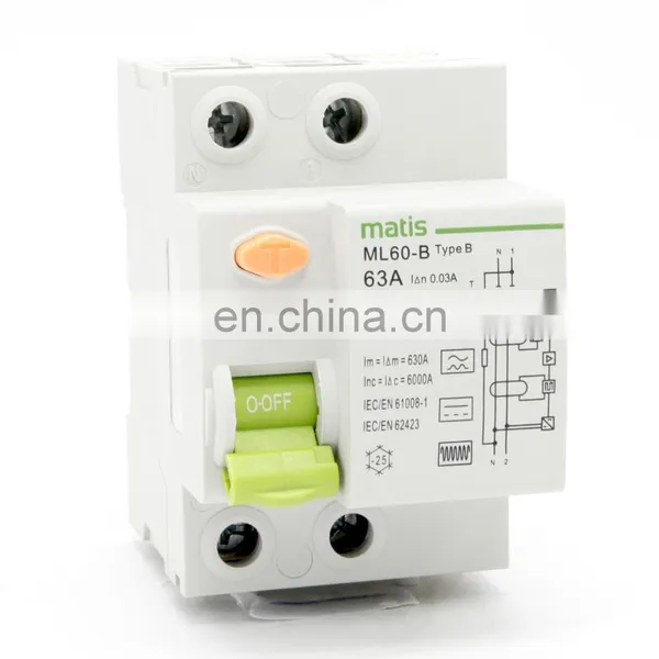 Hot Sale 16A 25A 32A 40A 30mA Electronic Type 2 Pole RCCB ELCB RCBO RCCB Circuit Breaker