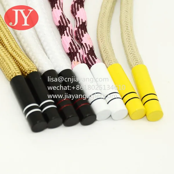 Oval Shoelace Metal Aglet Print Logo Polyester String With Brass Aglet Shoe Cord Metal Ends photo-2