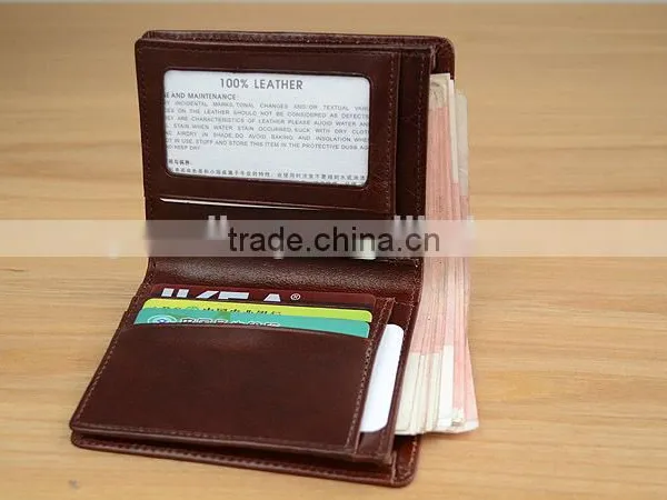 High Quality Cow Leather Men's Bifold Wallet Small Wallet Card Holder Wallet photo-3
