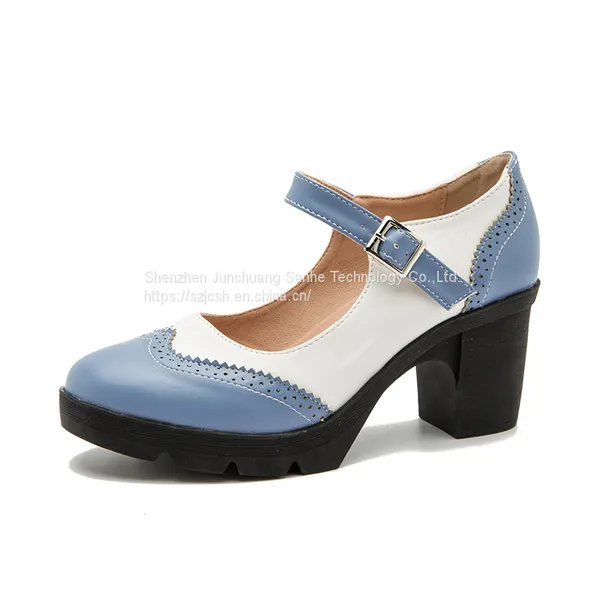 Women Plus Size Mary Jane Dance Shoes Low Heel Ladies Vintage Breathable Leather Ankle Strap High Heel photo-3