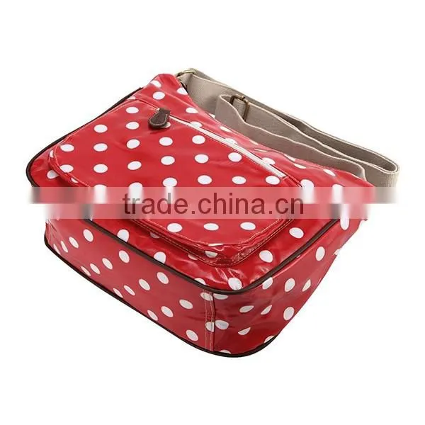 Stylish Red Polka Dot Woman Shoulder Long Strip Bag PVC Coated Canvas Shoulder Long Strip Bag For Girls photo-3