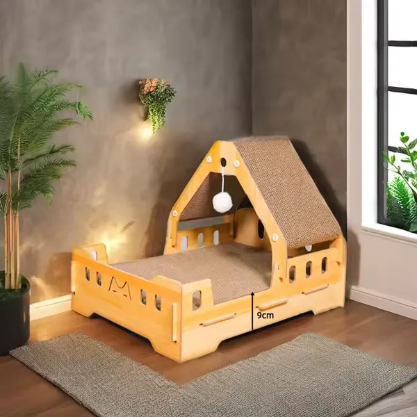MEOW LOVE Princess Bed Cat Scratching Board Easy To Clean Custom Scratch-Resistant Claw Corrugated Paper With Toy Balls Decompression Rest Exercise photo-4