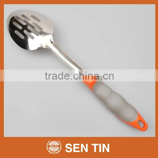 KU-A03TPR Stainless Steel Slotted Spoon With PP & TPR Handle Kitchen Tool photo-4