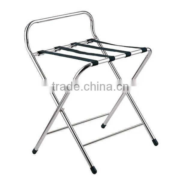 Hotel Chrome Luggage Rack With Back photo-2