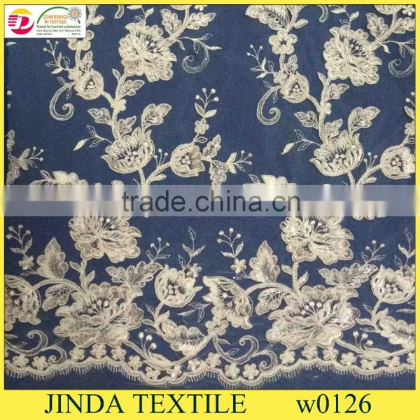 2015 High Quality Embroidery Wonderful Style French Lace Fabric for Wedding Dress photo-3