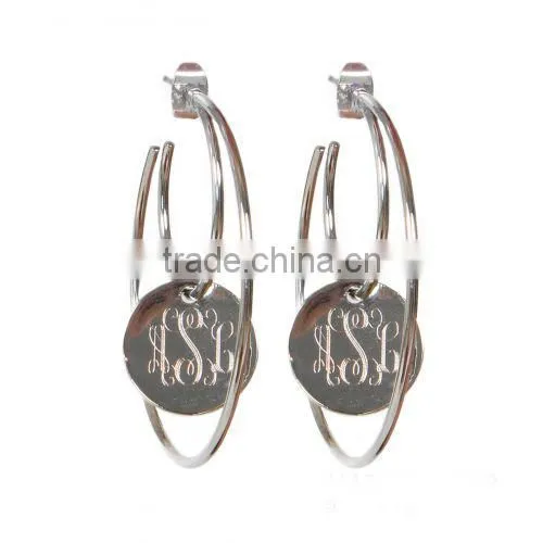Monogrammed Dangle Disc Hoop Earring photo-4