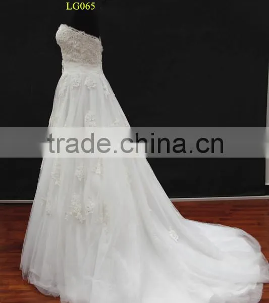 New Beading Lace Appliques Tulle Drapping Belt With Beading Trim Sweetheart Wedding Dress photo-3
