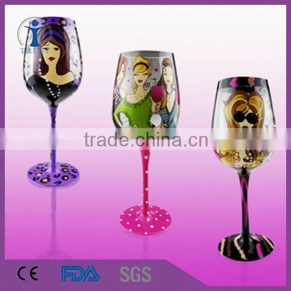 Factory Supply Hand Painted Wine Glass, Hand Painted Glass Christmas Ornaments Wholesale