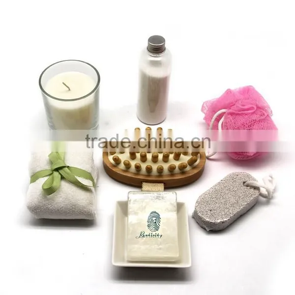 Bath gift set with glass cup wax and scented soap