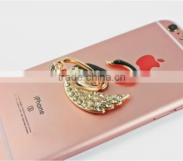 Samco Luxury Crystal Swan Universal 360 Degrees Ring Grip/Stand Holder for Any IPhone, Galaxy and Smartphones/Tablet Device photo-5