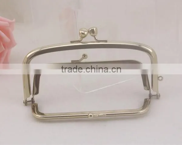 147x68mm Light Gold Kiss Lock Double Clutch Purse Frame photo-4