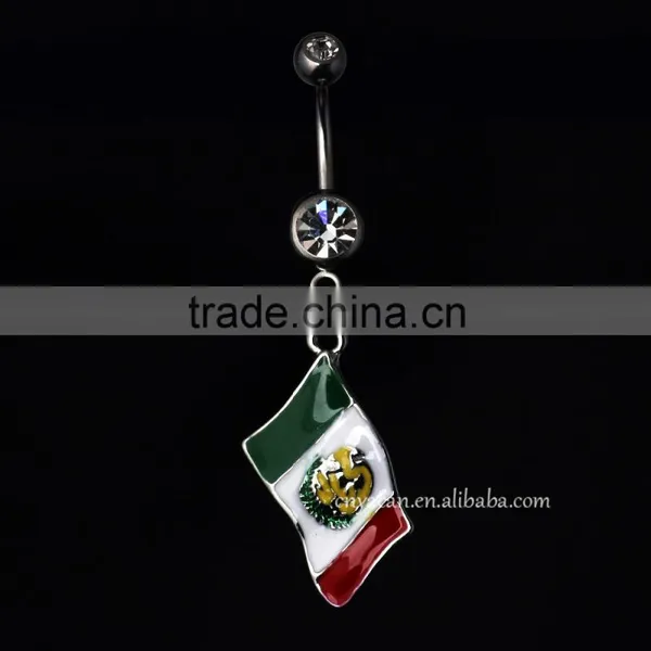 14G Mexico Flag Logo Belly Button Piercing photo-3