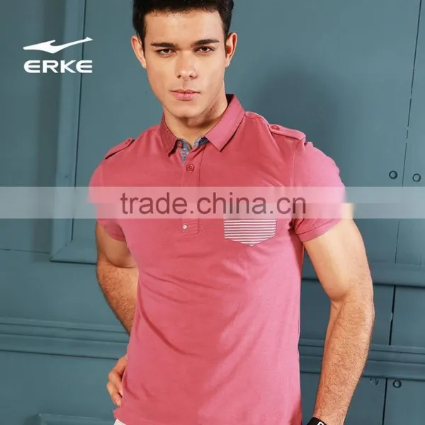 ERKE 2015 Summer Men's Comfortable & Breathable Polo t Shirt Casual Full Cotton Short Sleeve Polo for Men With Front Pocket photo-5