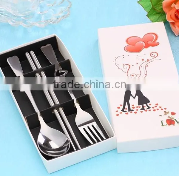 3in1 Set Stainless Steel LOVE Fork Spoon Chopsticks Gift Set photo-2