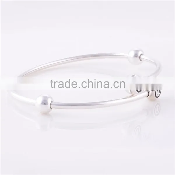 925 Sterling Silver Bangle Bracelet Cross DIY European Charm Beads Bangle CSZ002 photo-4