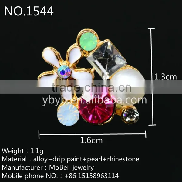 Korean Square Rhineston Flower Hair Accessories Diy Accessories Alloy Jewelry Accessorizing for Handmade Bags-1544 photo-2