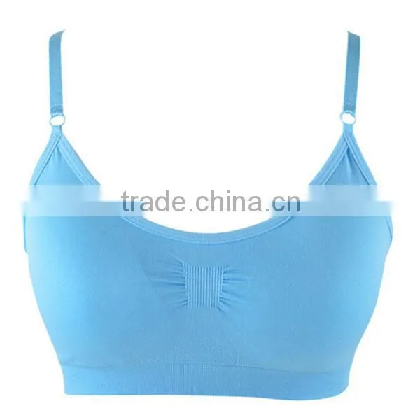 Seamless Spaghetti Straps Cross Sports Bra, h Vest With Removable Pad