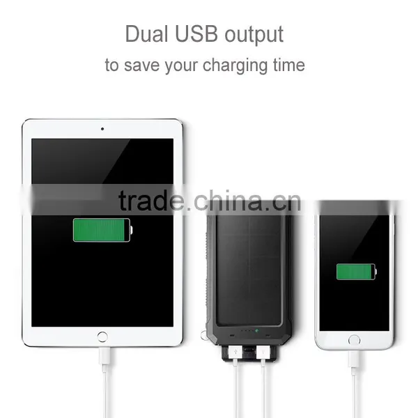 2016 New IP68 Waterproof 10000mah Mobile Solar Charger Power Bank With Led Light photo-6