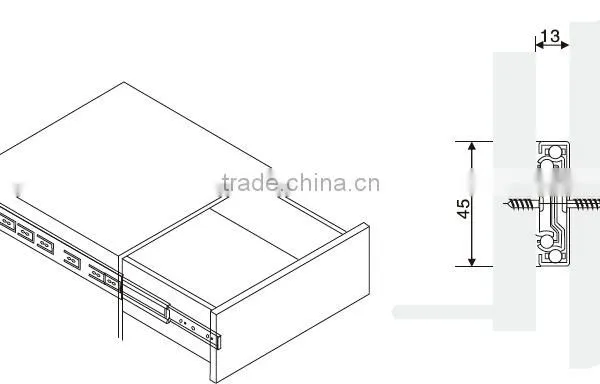 3 Fold Ball Bearing Drawer Slide Rail 45mm Width for Kichen Cabinet photo-2