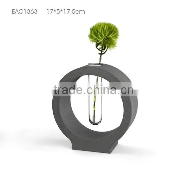 New Concrete Cement Natural Green Colored Flower Glass Vase Wholesale photo-3