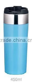 350ml/400ml/450ml Stainless Steel Inner Plastic Outer Steel Double Layer Cup photo-3