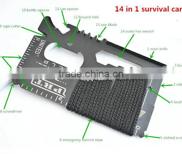Useful 14 in 1 Multi Function Survival Tools Card With Rope photo-3